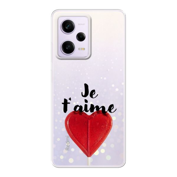 Coque Xiaomi Poco X5 flexible transparente avec sucette en forme de cœur - Je t'aime