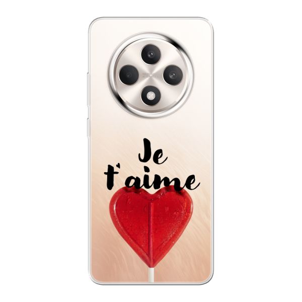 Transparant flexibel Oppo Reno12 F hoesje met Hartvormige Lolly - Je t'aime