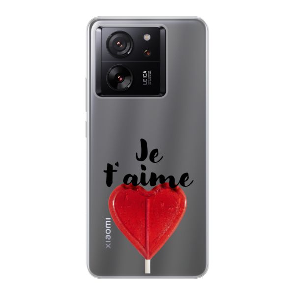 Coque Xiaomi 13T flexible transparente avec sucette en forme de cœur - Je t'aime