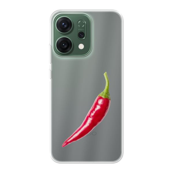 Coque Oppo Reno14 flexible transparente avec piment rouge - Design épicé