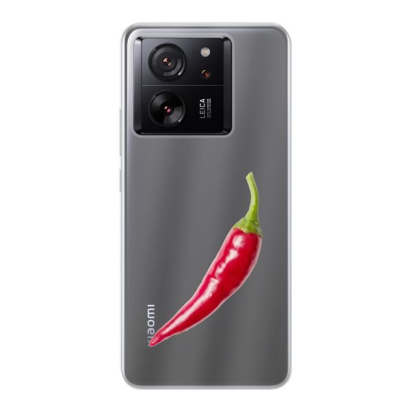 Transparente flexible Xiaomi 13T Hülle mit roter Chili - Scharfes Design