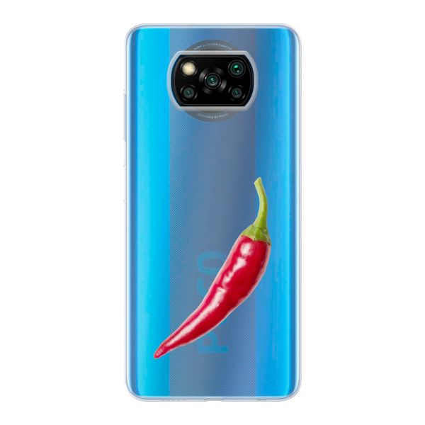 Transparant flexibel Xiaomi Poco X3 Pro hoesje met Rode Peper - Pittig Design