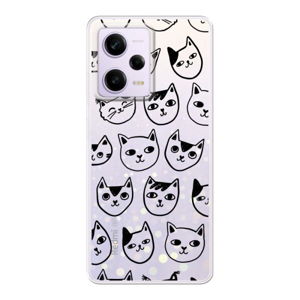 Coque Xiaomi Poco X5 flexible transparente avec têtes de chat - Imprimé chats transparent