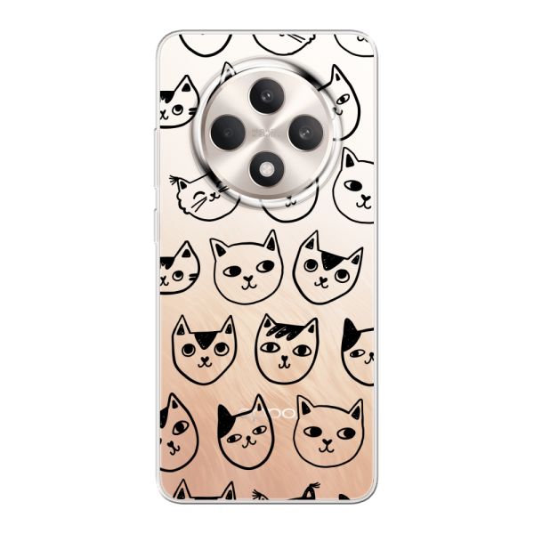 Coque Oppo Reno12 F flexible transparente avec têtes de chat - Imprimé chats transparent