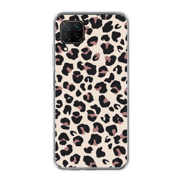 Transparant flexibel Huawei P40 Lite hoesje met Panter Print - Beige Luipaardprint