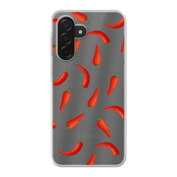Transparant flexibel Samsung Galaxy A26 hoesje met Rode Pepers - Transparant Chili Pepper Patroon