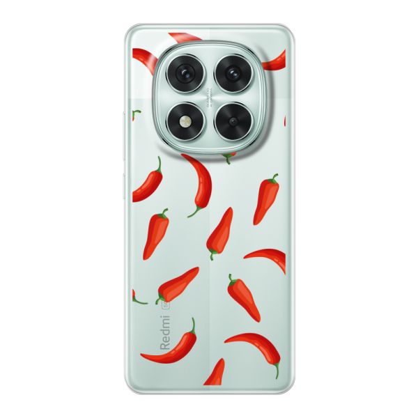 Coque Xiaomi Redmi Note 14 Pro 5G flexible transparente avec Piments Rouges - Motif Transparent Chili Pepper