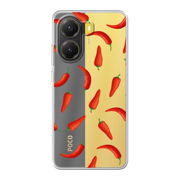 Coque Xiaomi Redmi Turbo 4 flexible transparente avec Piments Rouges - Motif Transparent Chili Pepper