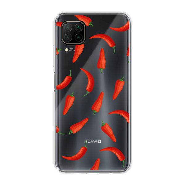 Transparant flexibel Huawei P40 Lite hoesje met Rode Pepers - Transparant Chili Pepper Patroon