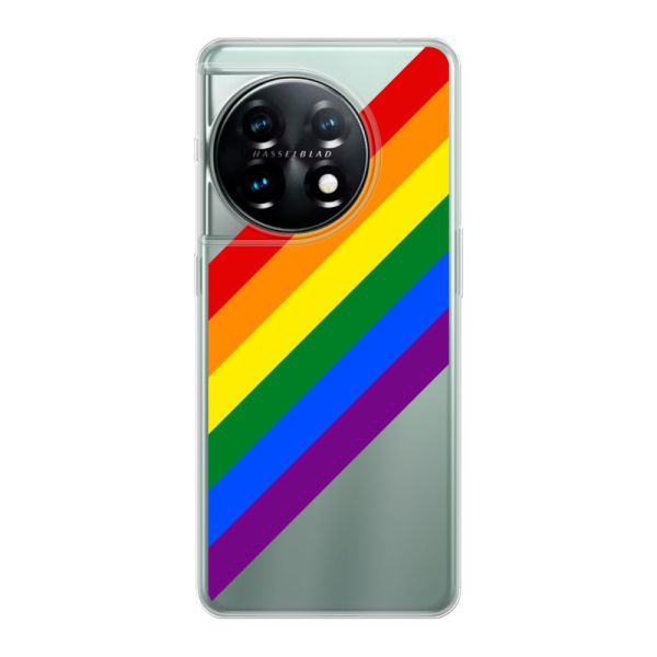 Transparant flexibel OnePlus 11 hoesje met Diagonale Regenboog - Pride Strepen