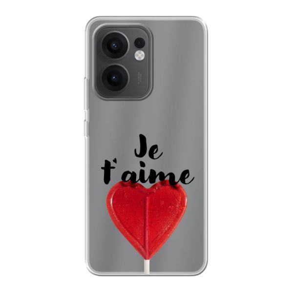 Coque Oppo Reno13 F flexible transparente avec sucette en forme de cœur - Je t'aime