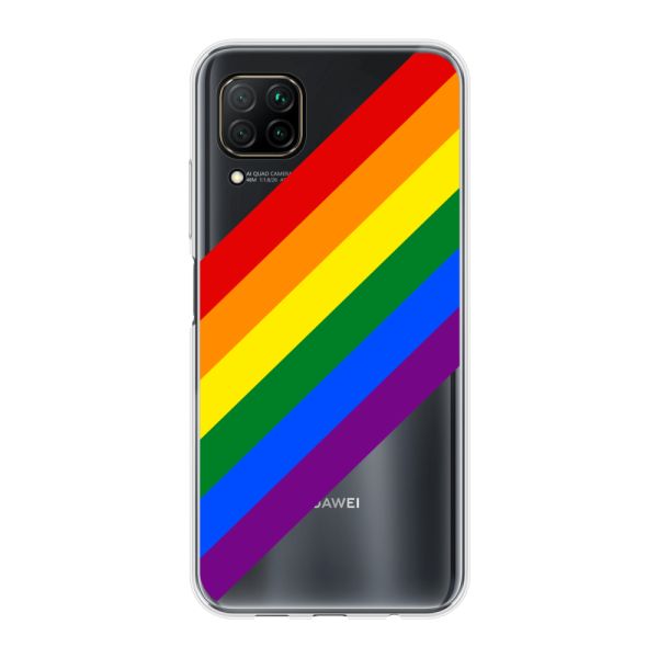 Transparant flexibel Huawei P40 Lite hoesje met Diagonale Regenboog - Pride Strepen