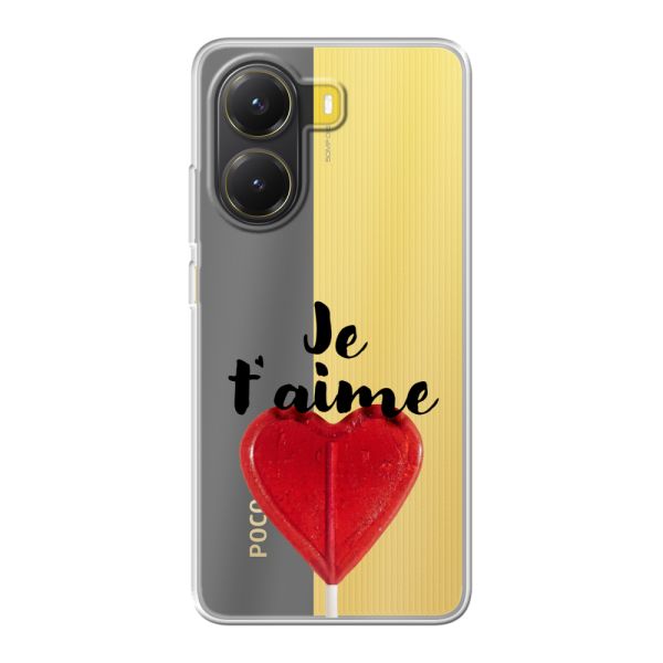 Coque Xiaomi Poco X7 Pro flexible transparente avec sucette en forme de cœur - Je t'aime