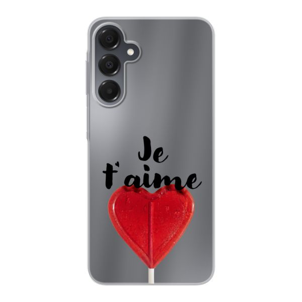 Coque Samsung Galaxy A16 flexible transparente avec sucette en forme de cœur - Je t'aime