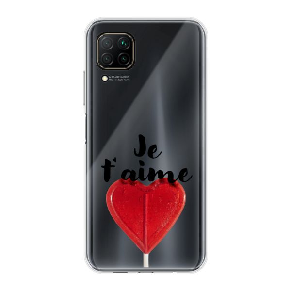 Transparant flexibel Huawei P40 Lite hoesje met Hartvormige Lolly - Je t'aime