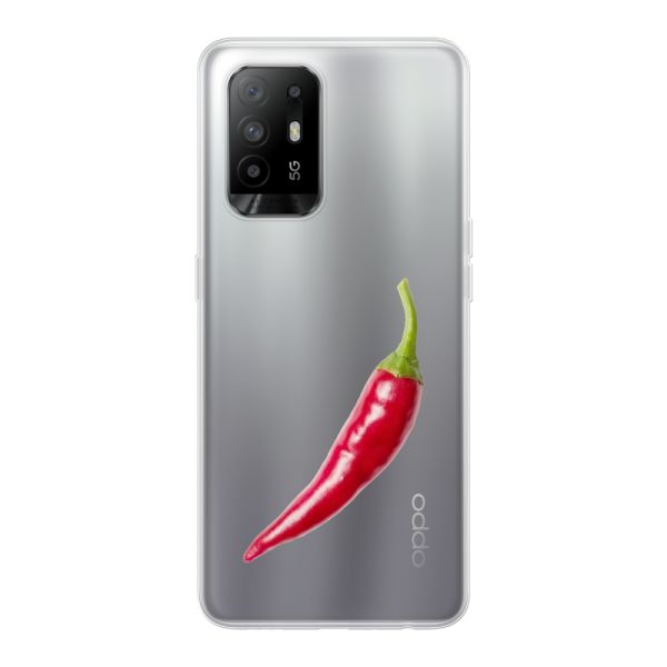 Transparant flexibel Oppo A94 5G hoesje met Rode Peper - Pittig Design