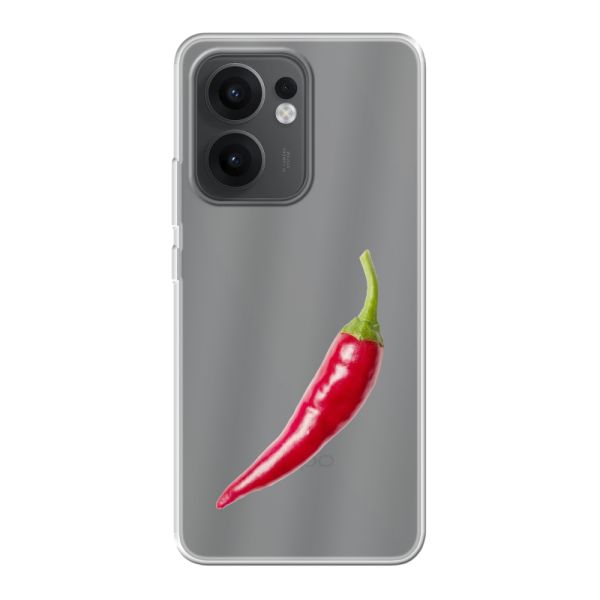 Transparente flexible Oppo Reno13 F Hülle mit roter Chili - Scharfes Design