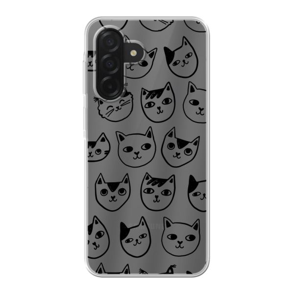 Coque Samsung Galaxy A26 flexible transparente avec têtes de chat - Imprimé chats transparent