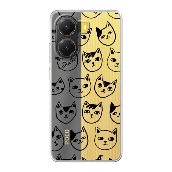 Coque Xiaomi Redmi Turbo 4 flexible transparente avec têtes de chat - Imprimé chats transparent