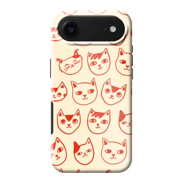 Besonders robuste iPhone Air Hülle mit Katzenköpfen - Rote Katzen auf Cremeweiß