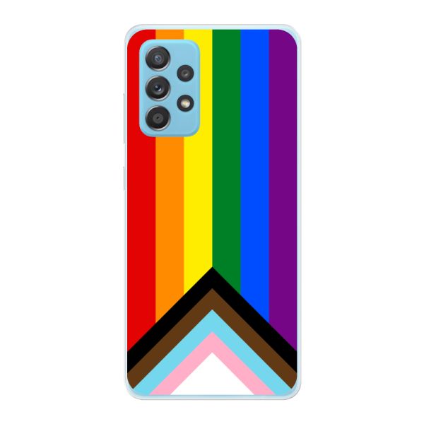 Transparant flexibel Samsung Galaxy A53 5G hoesje met Regenboog Vlag - Progress Pride Vlag