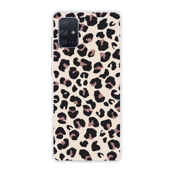 Transparant flexibel Samsung Galaxy A71 4G hoesje met Panter Print - Beige Luipaardprint