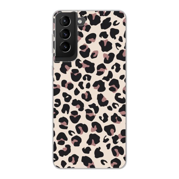 Transparant flexibel Samsung Galaxy S21 5G hoesje met Panter Print - Beige Luipaardprint