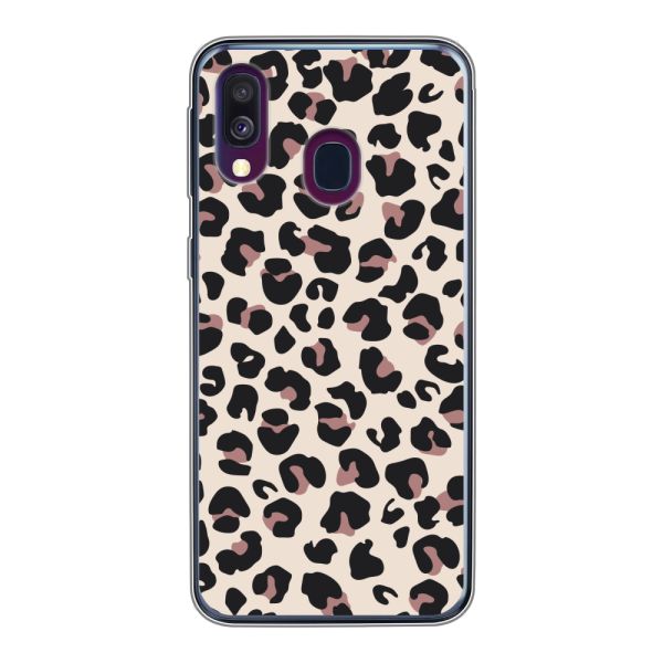 Transparant flexibel Samsung Galaxy A40 hoesje met Panter Print - Beige Luipaardprint