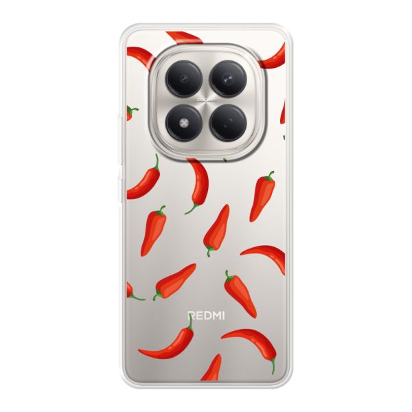 Coque Xiaomi Redmi Note 15 Pro 4G flexible transparente avec Piments Rouges - Motif Transparent Chili Pepper