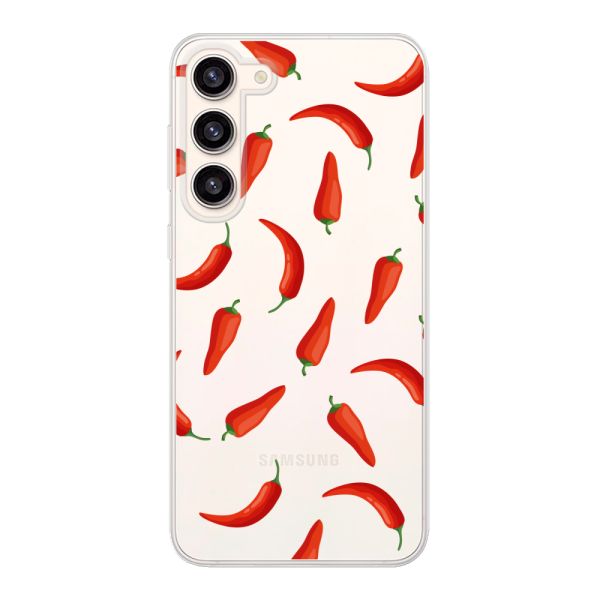 Transparente flexible Samsung Galaxy S23 Plus Hülle mit Roten Chilis - Transparentes Chili Pepper Muster