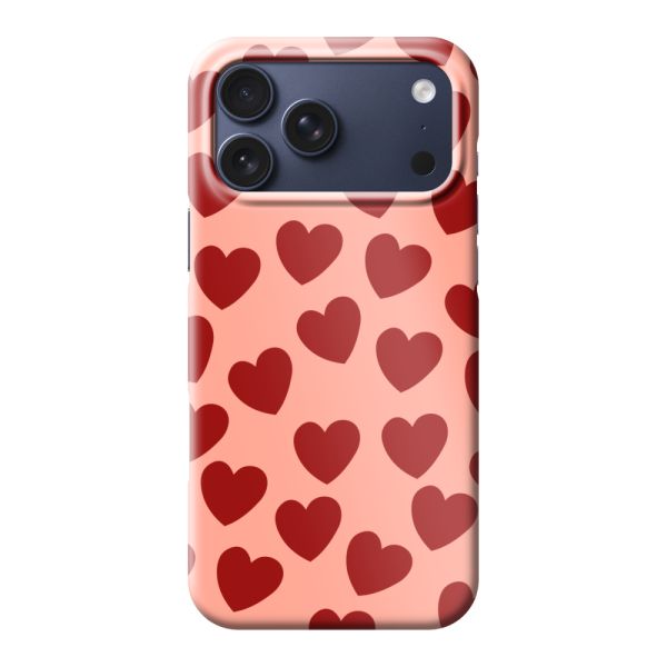 Coque hard case iPhone 17 Pro Max entièrement imprimée aux Cœurs Rouges