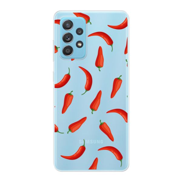 Transparant flexibel Samsung Galaxy A53 5G hoesje met Rode Pepers - Transparant Chili Pepper Patroon