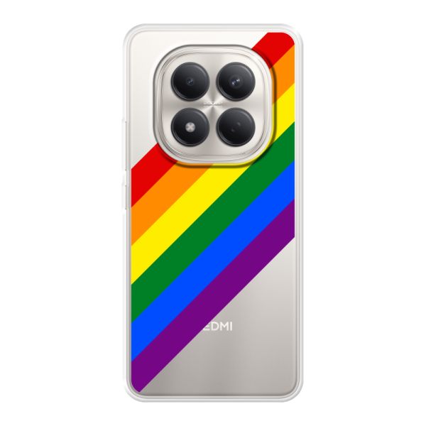 Coque Xiaomi Redmi Note 15 Pro 4G flexible transparente avec arc-en-ciel diagonal - rayures Pride