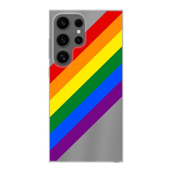 Coque Samsung Galaxy S24 Ultra flexible transparente avec arc-en-ciel diagonal - rayures Pride