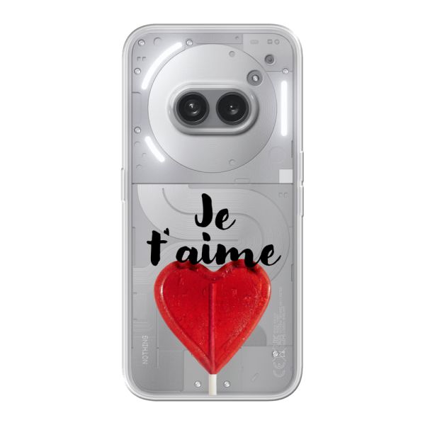 Transparant flexibel Nothing Phone (2a) Plus hoesje met Hartvormige Lolly - Je t'aime