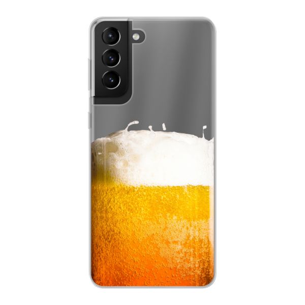 Transparant flexibel Samsung Galaxy S21 5G hoesje met Vers Getapt Biertje - Bierprint