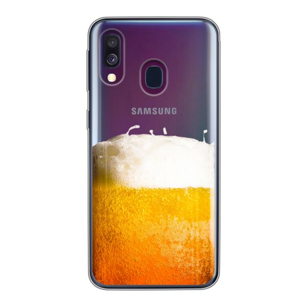 Transparant flexibel Samsung Galaxy A40 hoesje met Vers Getapt Biertje - Bierprint
