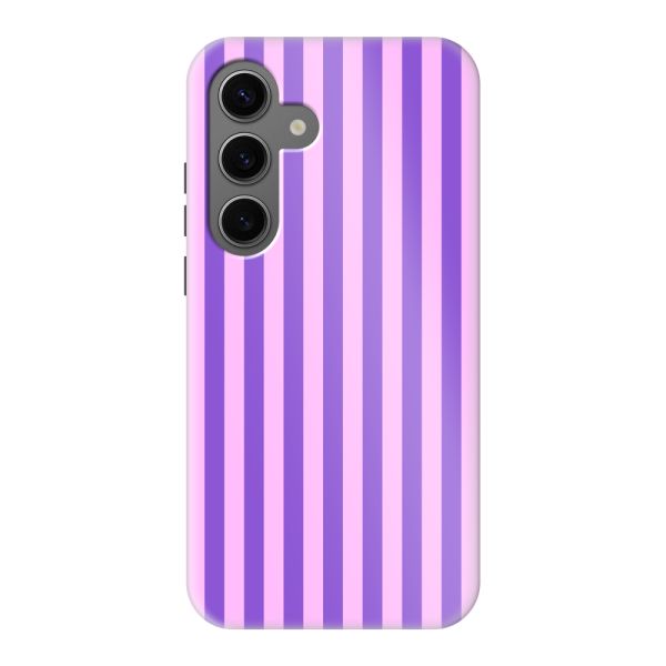 Besonders robuste Samsung Galaxy S24 Hülle mit lila-rosa Pastellstreifen