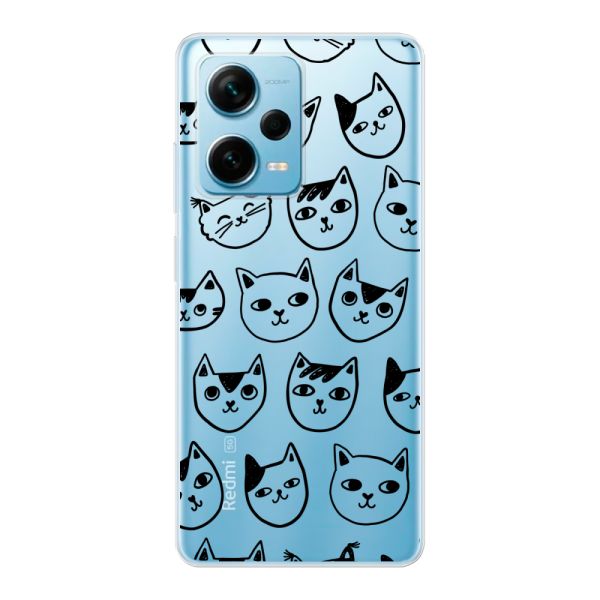 Coque Xiaomi Redmi Note 12 Pro Plus flexible transparente avec têtes de chat - Imprimé chats transparent