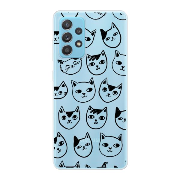 Transparant flexibel Samsung Galaxy A53 5G hoesje met kattenkoppen - Transparante kattenprint