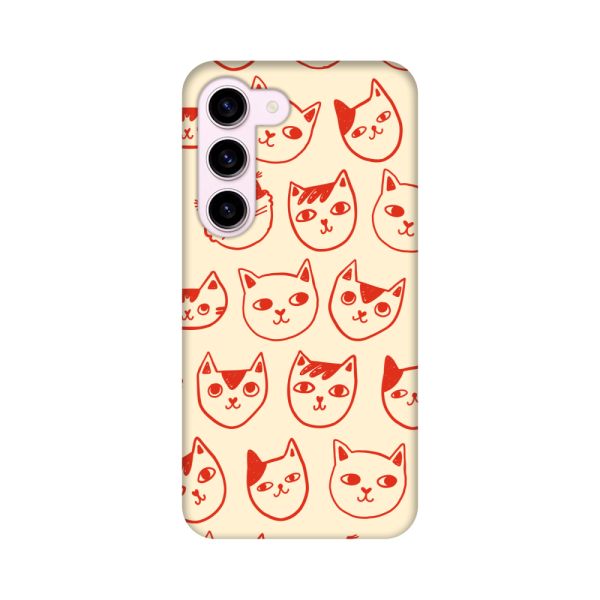 Coque Samsung Galaxy S23 ultra-résistante avec têtes de chat - Chats rouges sur fond crème