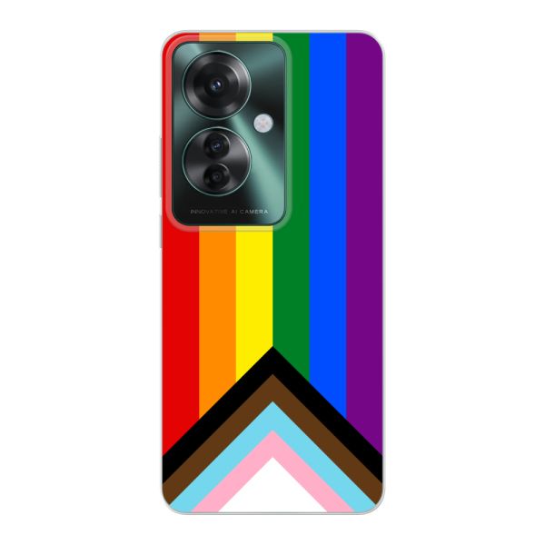 Coque Oppo Reno11 F flexible transparente avec Drapeau arc-en-ciel - Drapeau Progress Pride