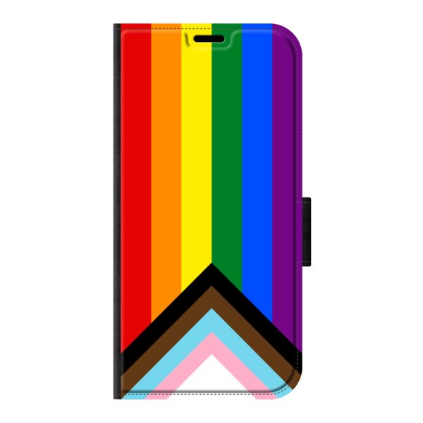 Vorne bedrucktes iPhone 11 Pro Portemonnaie-Case mit Regenbogen-Flagge - Progress-Pride-Flagge