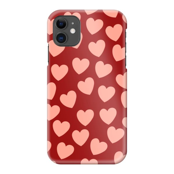 Coque hard case iPhone 11 entièrement imprimée aux Petits Cœurs Légers