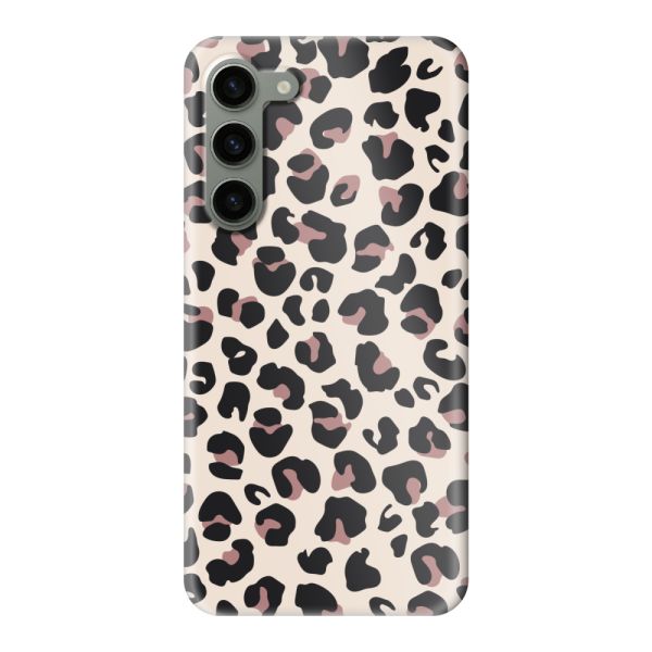 Volledig bedrukt Samsung Galaxy S23 Plus hard case hoesje met Panterprint - Luipaardprint Beige Roze Glossy