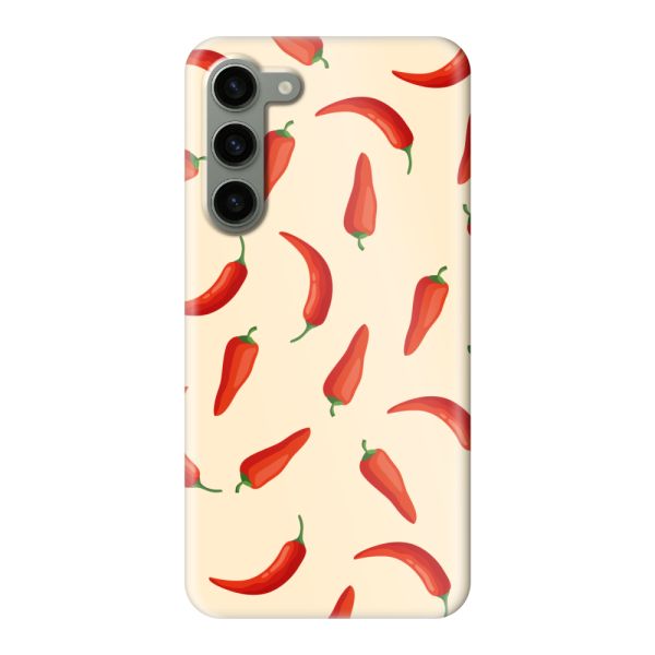 Vollständig bedrucktes Samsung Galaxy S23 Plus hard case mit roten Chilis – Chili-Pepper-Muster