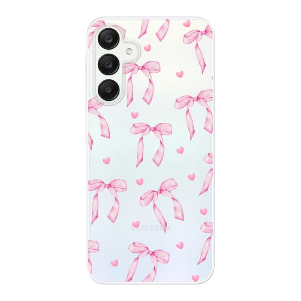 Transparant flexibel Samsung Galaxy A25 hoesje met Roze Strikjes en Hartjes