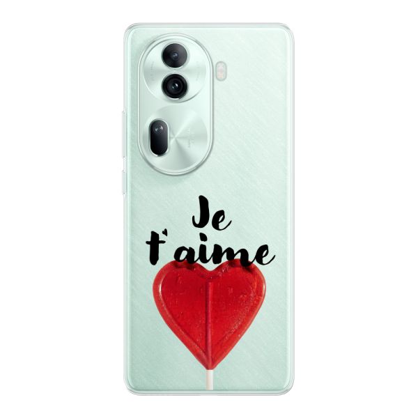 Transparant flexibel Oppo Reno 11 Pro hoesje met Hartvormige Lolly - Je t'aime