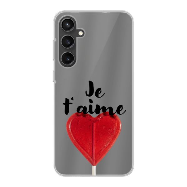 Transparant flexibel Samsung Galaxy S23 FE hoesje met Hartvormige Lolly - Je t'aime