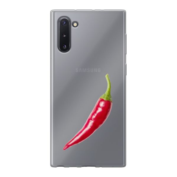 Transparente flexible Samsung Galaxy Note 10 Hülle mit roter Chili - Scharfes Design